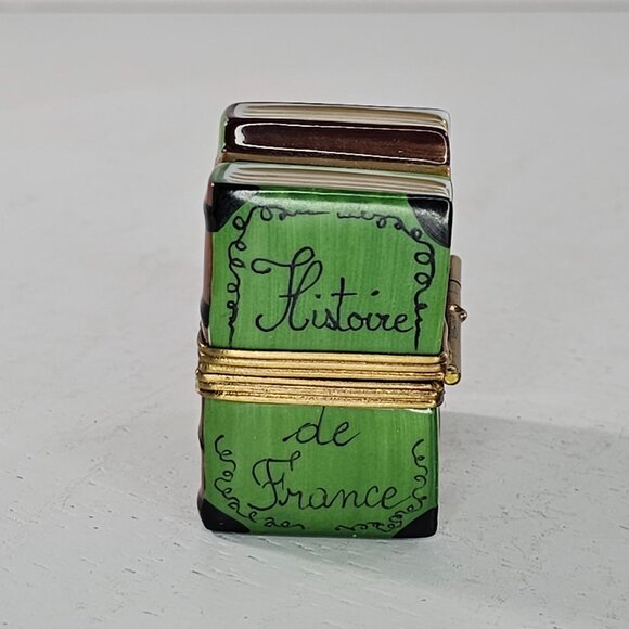 Limoges Multicolor Book Stack Trinket Box - Picture 2 of 8